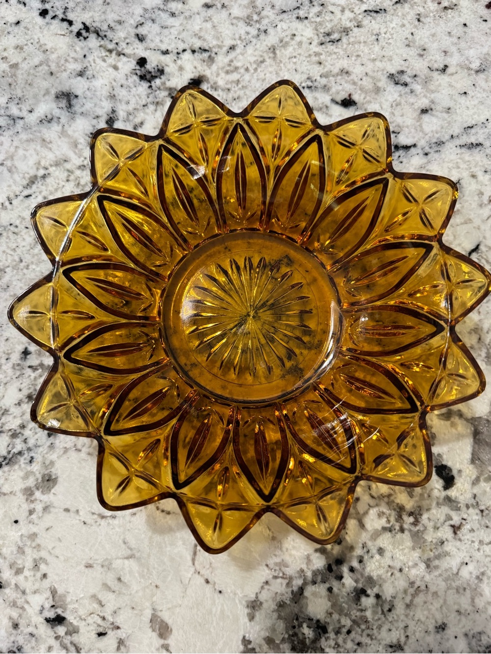 Amber Sunburst Glass Accent Bowl - Unbranded